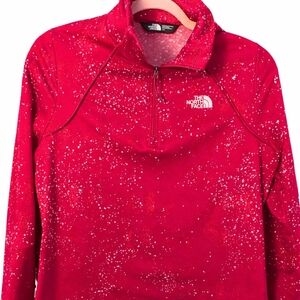 The North Face Womens Fushia Pink Speckle Half-Zip Pullover Sz Large